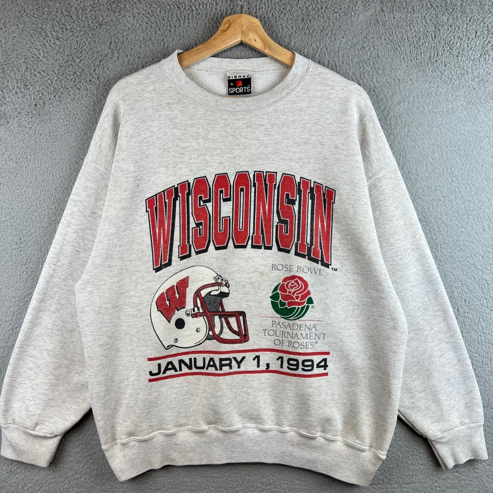 Vintage Wisconsin Rose Bowl 1994 Sweatshirt Mens XL Gray USA Made